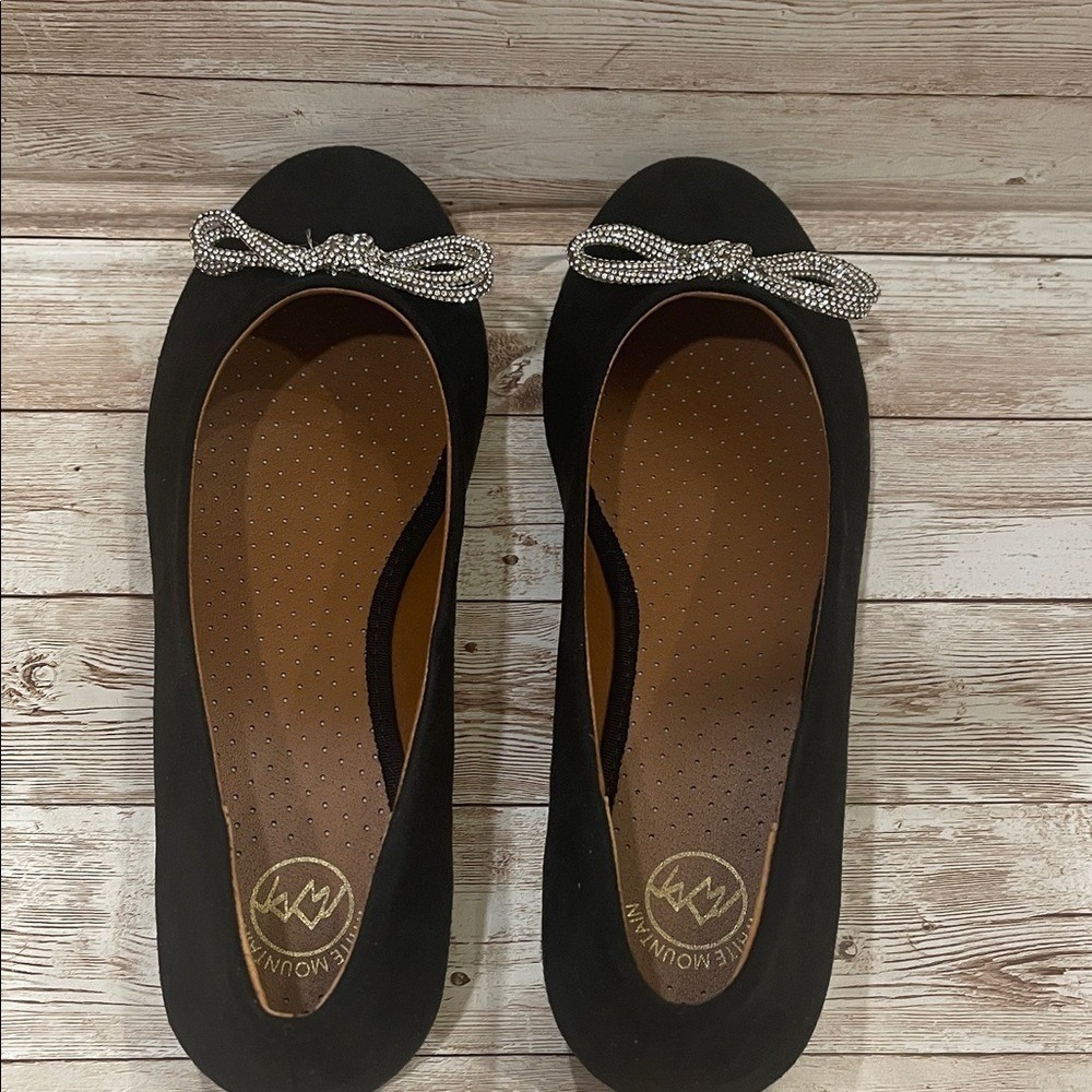White Mountain Womens Black Rhinestone Bow Ballet Flats Sashimi W35004 Size 9M - Picture 6 of 11